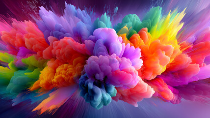 A vibrant and dynamic explosion of multi-colored powder, capturing a moment of creative energy and celebration.