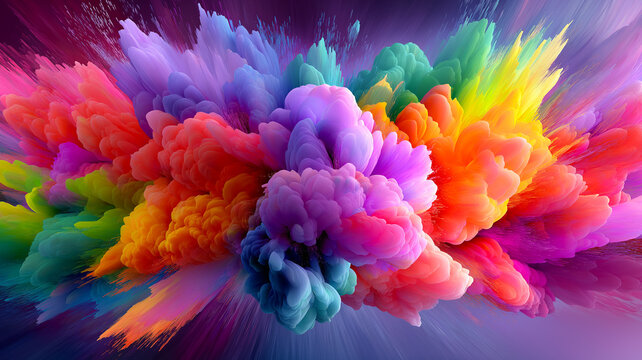 A vibrant and dynamic explosion of multi-colored powder, capturing a moment of creative energy and celebration.