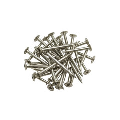 Pile of Silver Nails on white Background