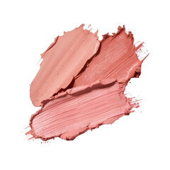 Swatches of Pink and Peach Lipstick on white Background