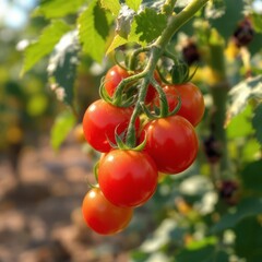 cherry tomatoes in a greenhouse