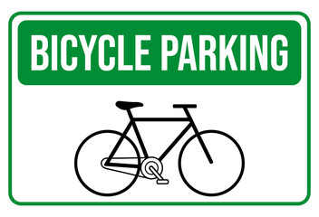 Bicycle Parking Sign – Green and White Vector Illustration