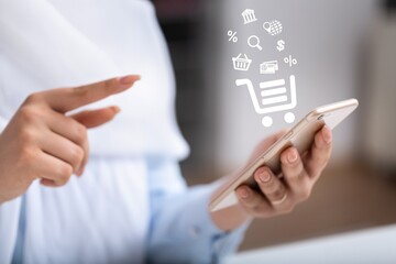 Ecommerce online for shopping concept. Businessman using phone