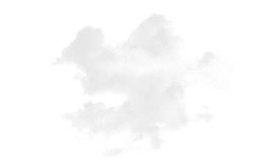 A wispy, fluffy cloud formation isolated against a stark white background.