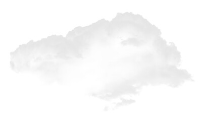 A fluffy, isolated cumulus cloud against a pure white background.