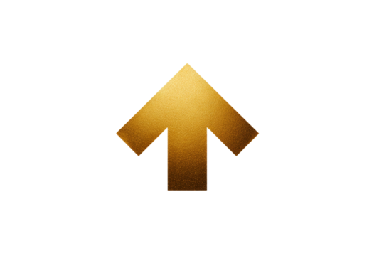 A gold colored arrow pointing upward