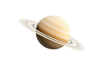 Large planet with a yellow and brown color, isolated