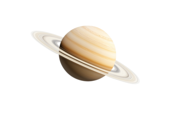 Large planet with a yellow and brown color, isolated