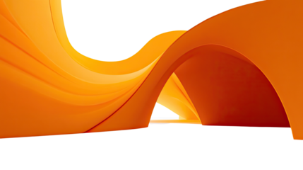 Abstract orange curved wave structure with flowing modern shape and artistic 3d design isolated on white background