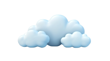 Blue fluffy cloud icon symbol for weather forecast and digital storage concept isolated on white background