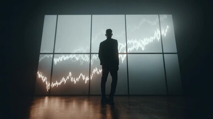 Businessman growth graph window silhouette - Powered by Adobe