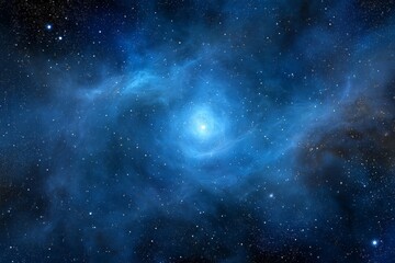 Obraz premium Vast blue nebula in deep space with starfield