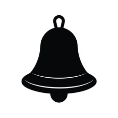 Simple Black Bell Silhouette Icon:  Notification, Alert, Announcement Symbol