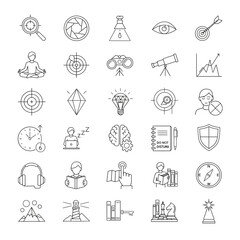 Modern outline icons representing business, education, and personal development, perfect for web or app design