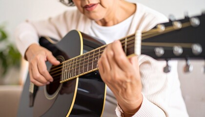 Fototapeta premium A scene where he plays the guitar while immersed in his emotions