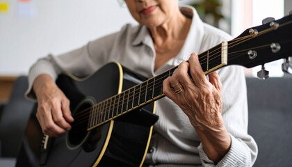 Obraz premium A scene where he plays the guitar while immersed in his emotions