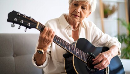 Obraz premium A scene where he plays the guitar while immersed in his emotions