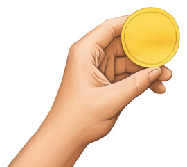 PNG Hand holding gold coin money white background investment.
