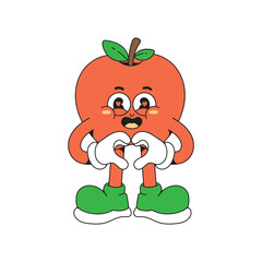 Cute apple love mascot character cartoon icon illustration