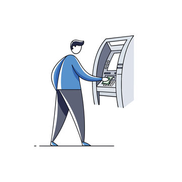 man withdrawing cash from atm clip art preview