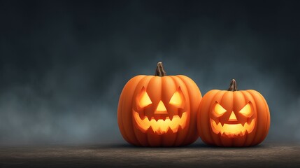 Halloween Pumpkin Decorations with Spooky Faces and Eerie Glow for Festive Autumn Celebration