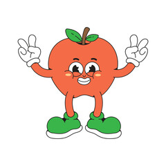 Peace apple mascot character cartoon icon illustration