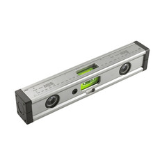 Fototapeta premium Silver Spirit Level with Green Bubble on white Background