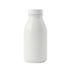 A plain, white, milk bottle, showcasing a simple, clean design.