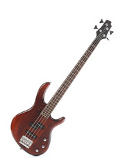 Fototapeta premium Brown electric guitar on white background