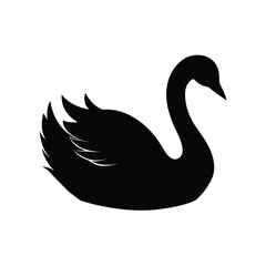 Elegant Black Swan Silhouette: Vector Graphic Illustration, Bird, Nature, Wildlife, Design Element