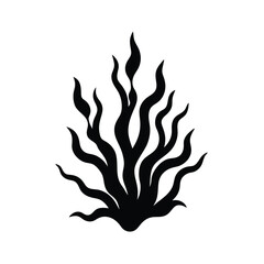 Stylized Black Seaweed Silhouette Vector Graphic Illustration Design Element