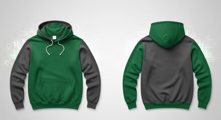 Tech-Inspired Hoodie Mockup with Digital Grid and Circuit Patterns