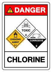 Danger Chlorine Symbol Sign, Vector Illustration, Isolate On White Background, Label.EPS10