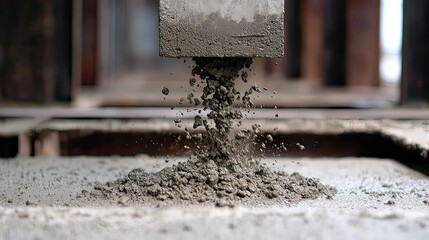 Pouring Concrete Mixture with Heavy Machinery in Construction Site for Building Foundations and Structures