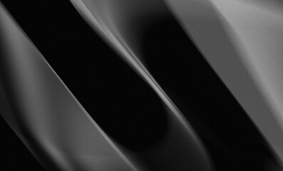 metallic black background metal pattern. Curved lines and diagonal waves in elegant gray on dark black background.