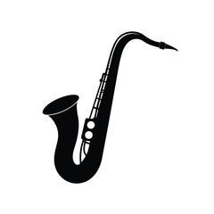 Saxophone Silhouette: Black and White Vector Graphic for Music Design