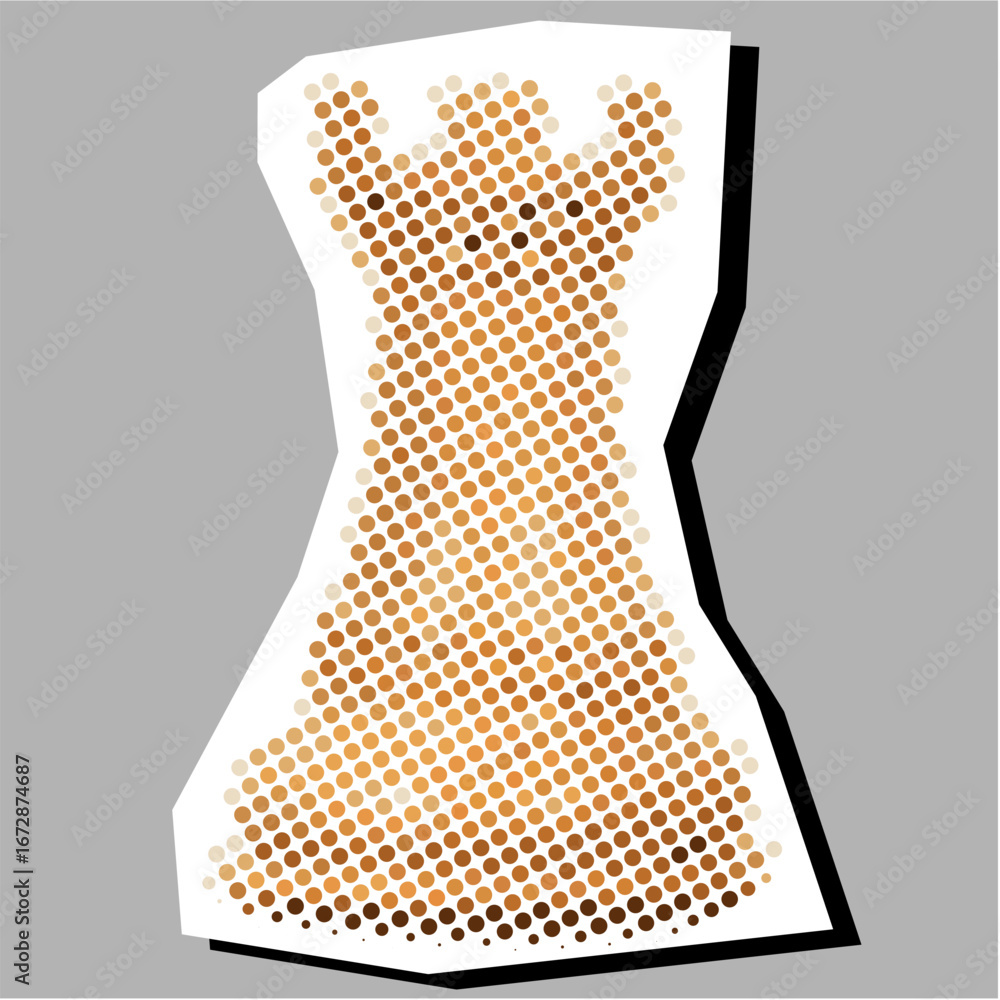Poster rook chess halftone dotted collage element pointillize in paper torn vector for strategy games, stab