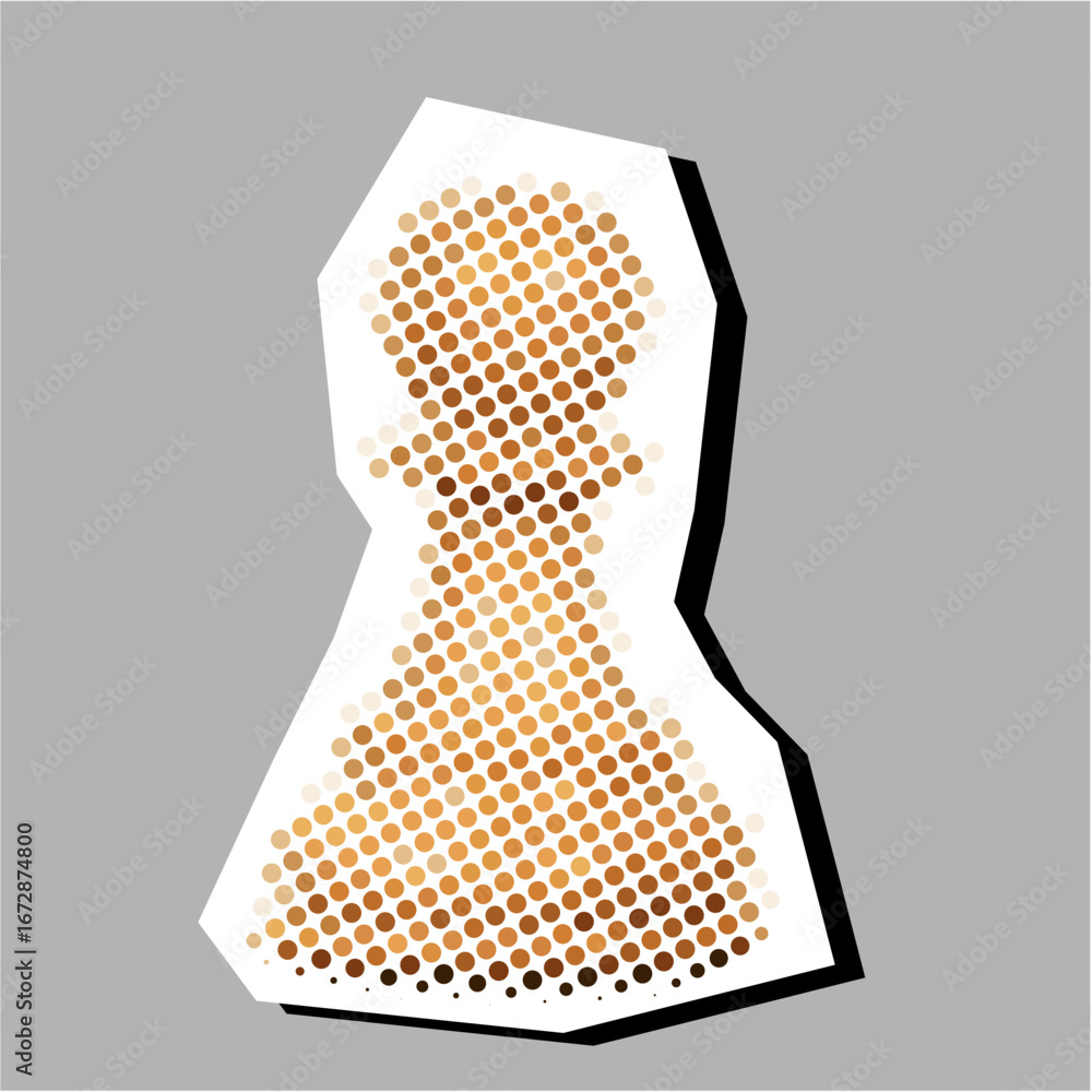 Poster pawn chess halftone dotted collage element pointillize in paper torn vector for strategy games, prog
