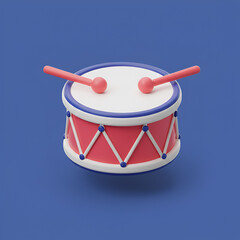 3D Rendering of a Drum with Drumsticks.
