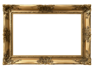 Ornate Gold Picture Frame with White Background gilded isolated on a transparent background
