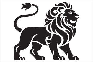 Obraz premium Roaring Lion Silhouettes – Tribal and Modern Vector Design Set