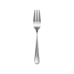 A Single Silver Fork on a white Background