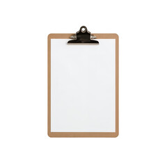 Clipboard with Blank White Paper on white Background