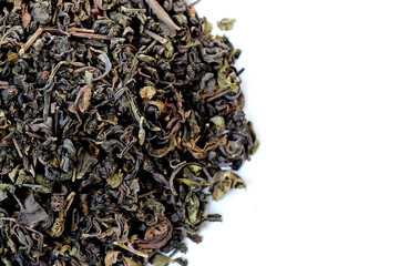 Close-up of dried oolong tea leaves