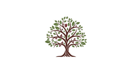 Obraz premium Illustrative Artwork of a Lush Green Tree with Fruits, Nature Scene, Digital Illustration, Vibrant Colors, Artistic Viewpoint