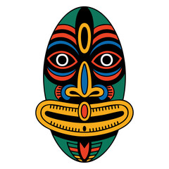 African mask on a white background vector illustration, perfect for traditional, cultural, tribal, and ethnic art themed designs and decorations.