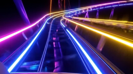 Neon Roller Coaster Ride: Thrilling Neon Glow