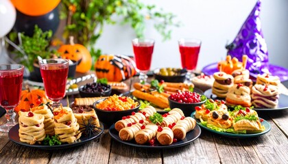 Spooky Halloween Party Food Spread.