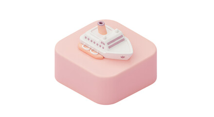 Pastel Toy Cruise Ship on Platform Illustration.