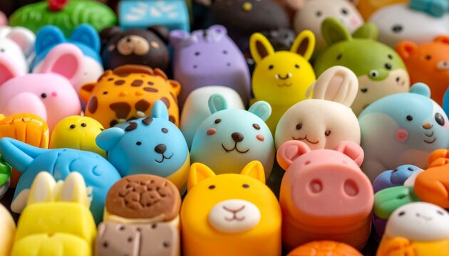 Vibrant Collection of Adorable Animal Shaped Mochi or Squishy Toys.